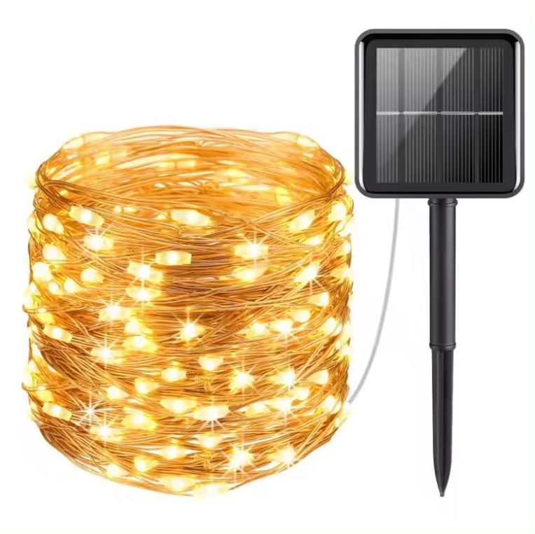  Sodo girlianda su saulės baterija viela 200led šviesos grandinė 12m ip44 - lauko.