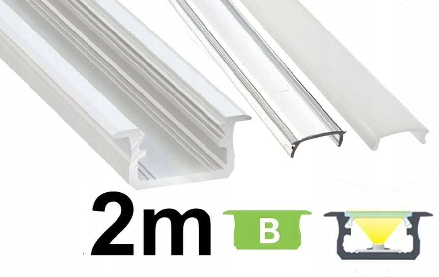  Kopa melns alumīnija profils atzina slim eco led sloksnēm 2m + kapuci