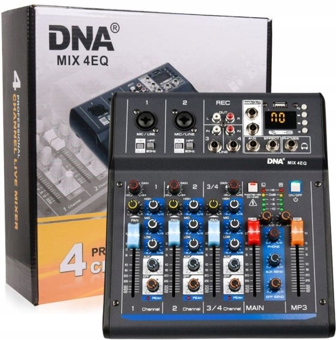  Dna mix-eff 6 analog audio mixer 6 channels usb mp3 bluetooth phantom