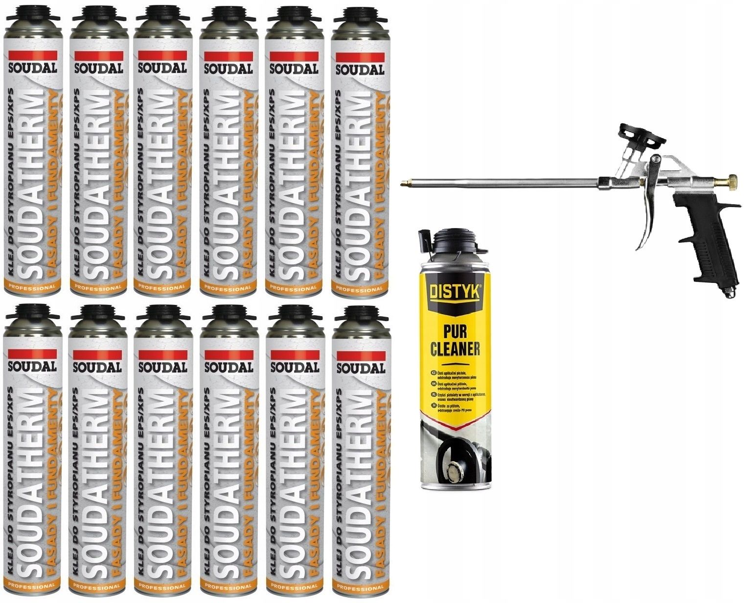  2x soudal putu līme putupolistirolam xps eps soudatherm + tīrāks + pistole