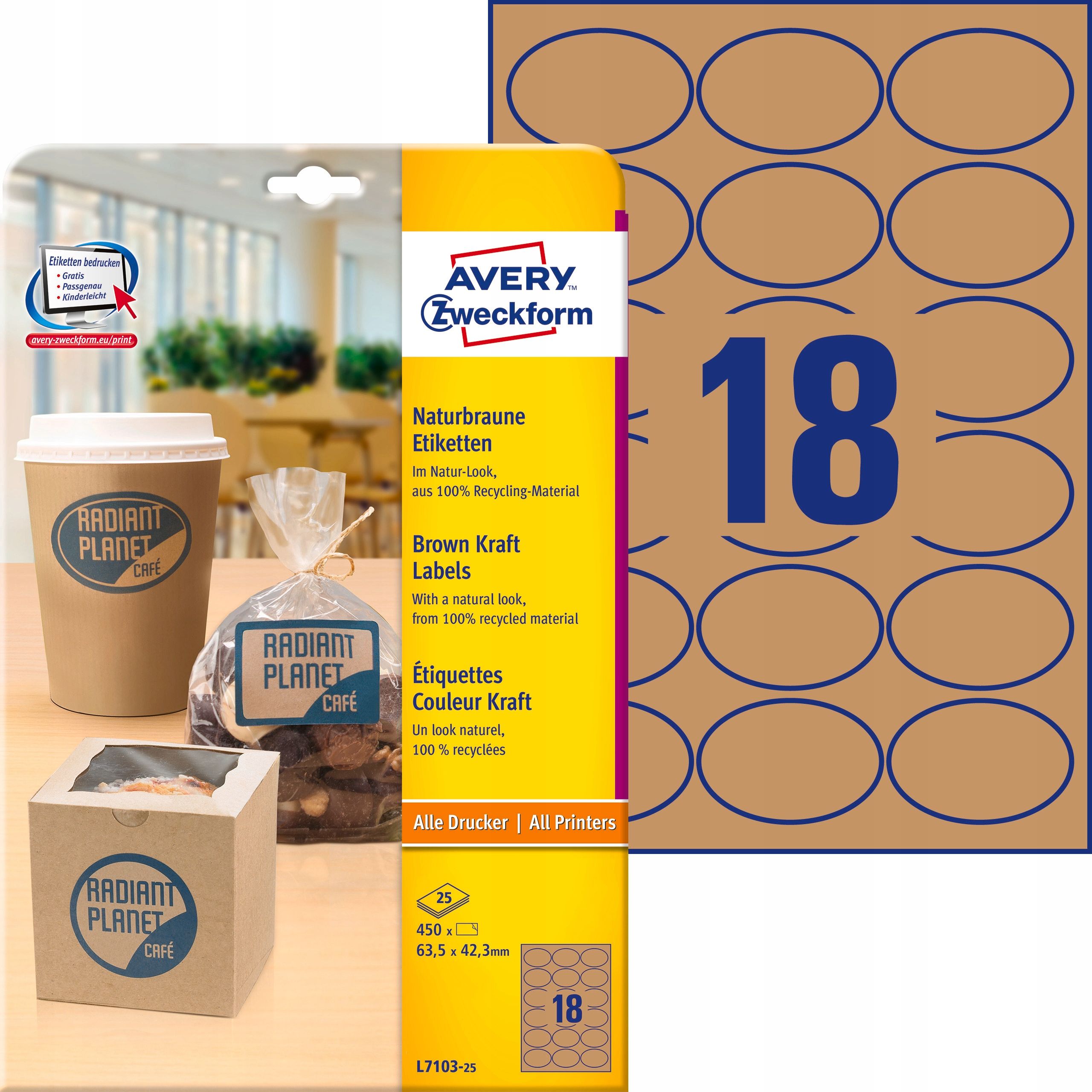  Etiķetes avery 3005riteņi punkti 18mm zils