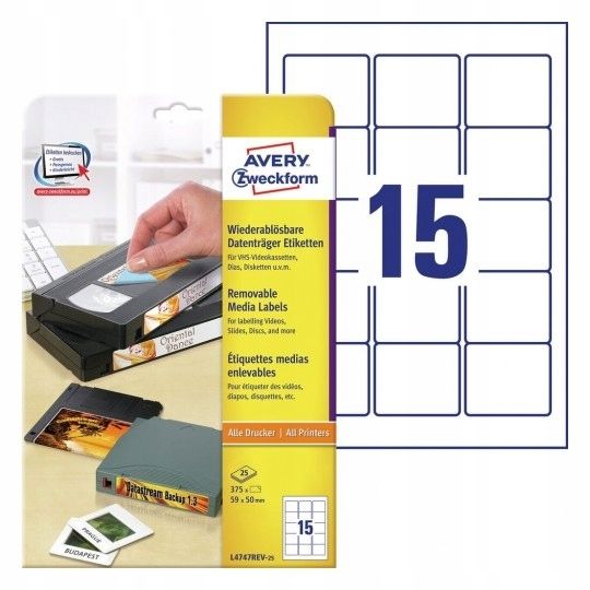  Avery etiketės nominali sidabras 25,4x10mm 6008