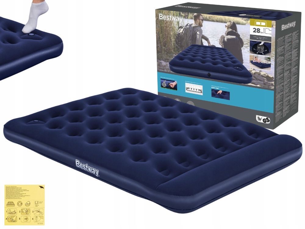  Velurová nafukovací matrace pro 2 osoby 203x152x28 bestway 67226 ponožková pumpa