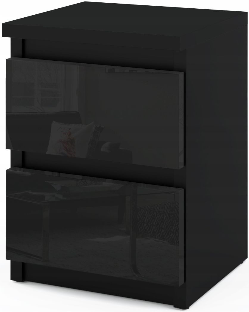 Naktinė spintelė juodos spalvos dab wotan 30 cm 2 stalčiai rtv lentyna miegamajam lofto stiliaus