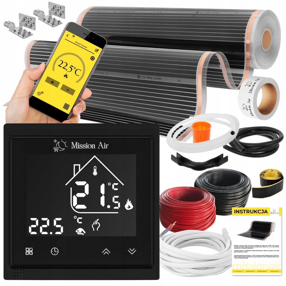  Kopa mission air filma infrasarkanais grīdas apsildes paklājiņš 100cm i 1m² 160w/m² ptc