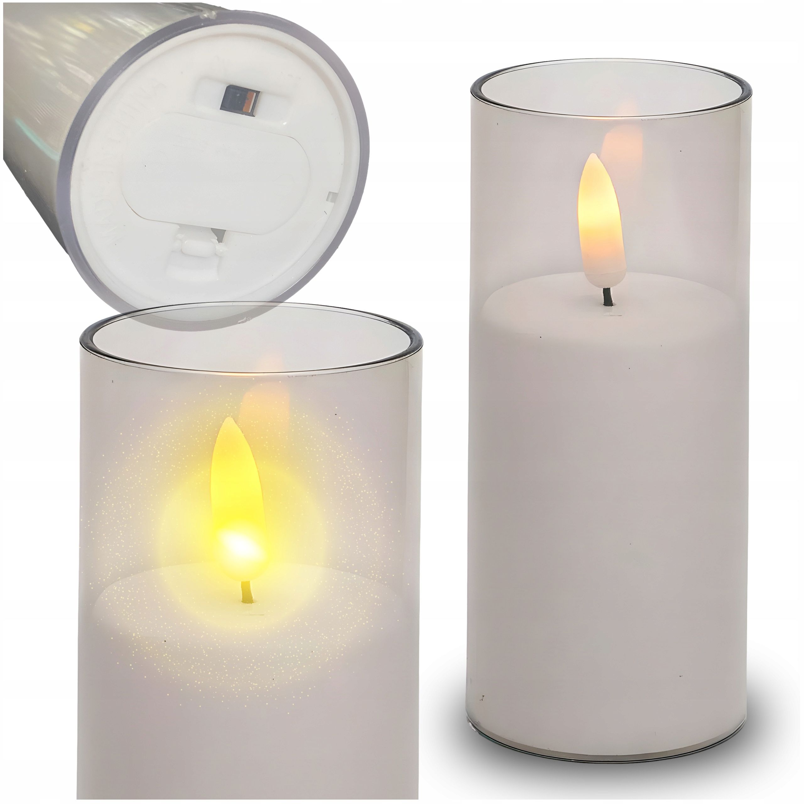  12x suppositories electric contribution for grave candles candle with batteries with glitter 18cm