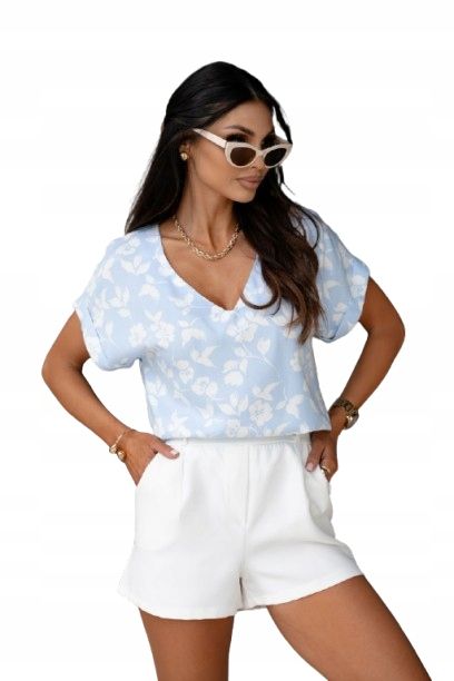  Dámská halenka 100% viskóza letnia výstřih v rukáv kimono 40 krém