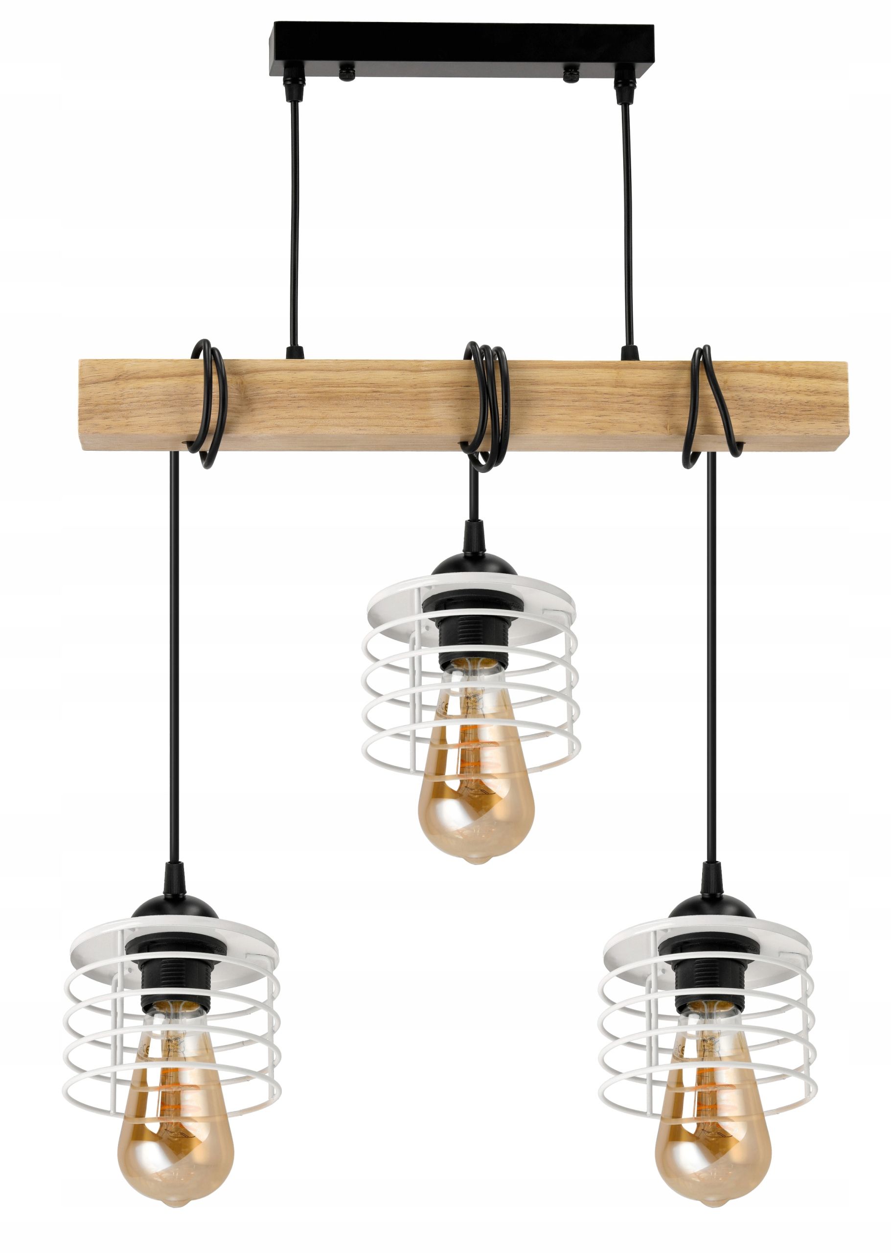  Stropné svietidlo visiace led drevený biala 3xe27 lampa amber jantár