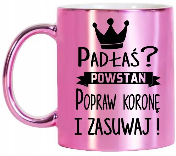  Krūzīte rozā metalik premium ar podziekowaniem dzimšanas diena vārda diena dāvana