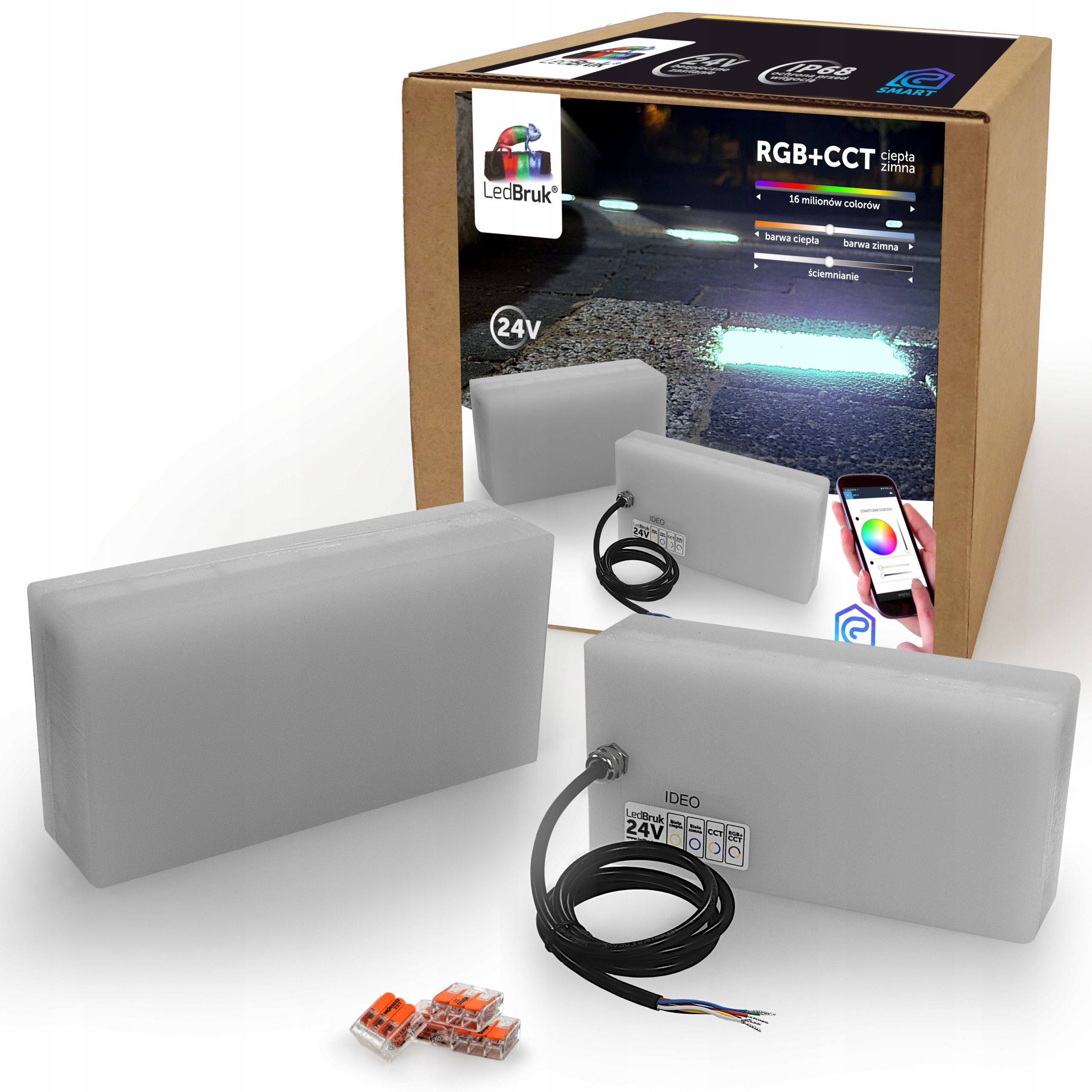  Šviečiančios trinkelės led apšvietimas į polbruk commix 20x10 rgb + cct