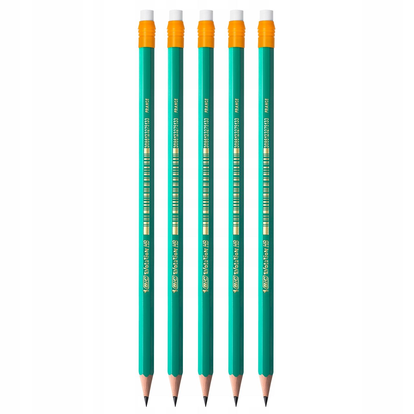  6 pcs. x pencil bic evolution original hb/2 from resin bezdrzewnej