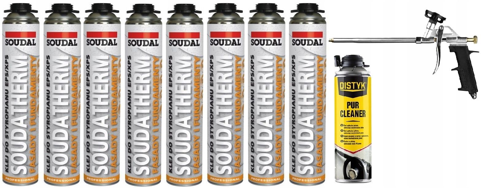  2x soudal putu līme putupolistirolam xps eps soudatherm + tīrāks + pistole