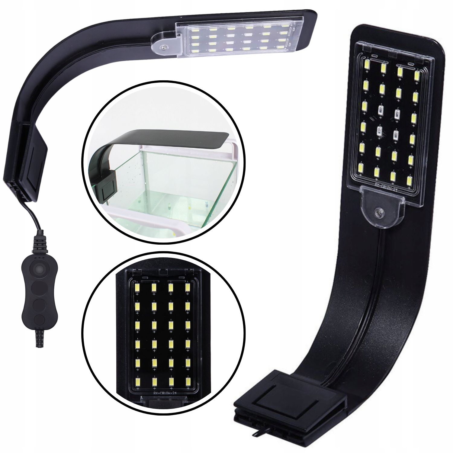  Akvarijní lampa paprsek led nastavitelný bílo-modré barvy 44 diody 16w 38-50cm