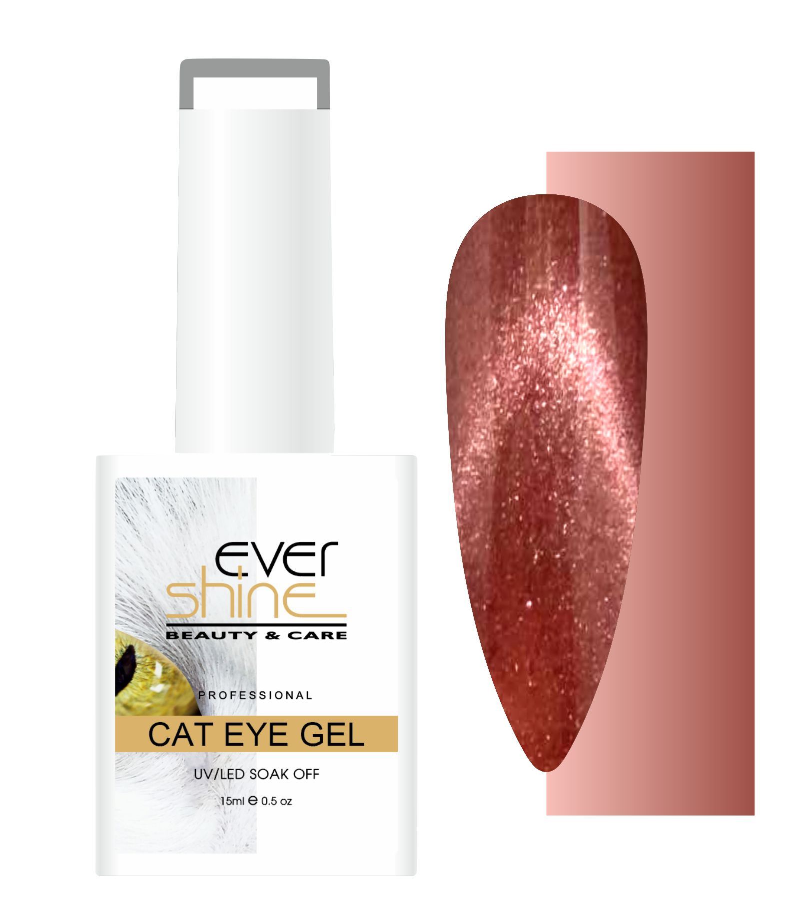  Cat eye hybrid-nagellack champagnerfarbe golden mit silber in partikeln evershine