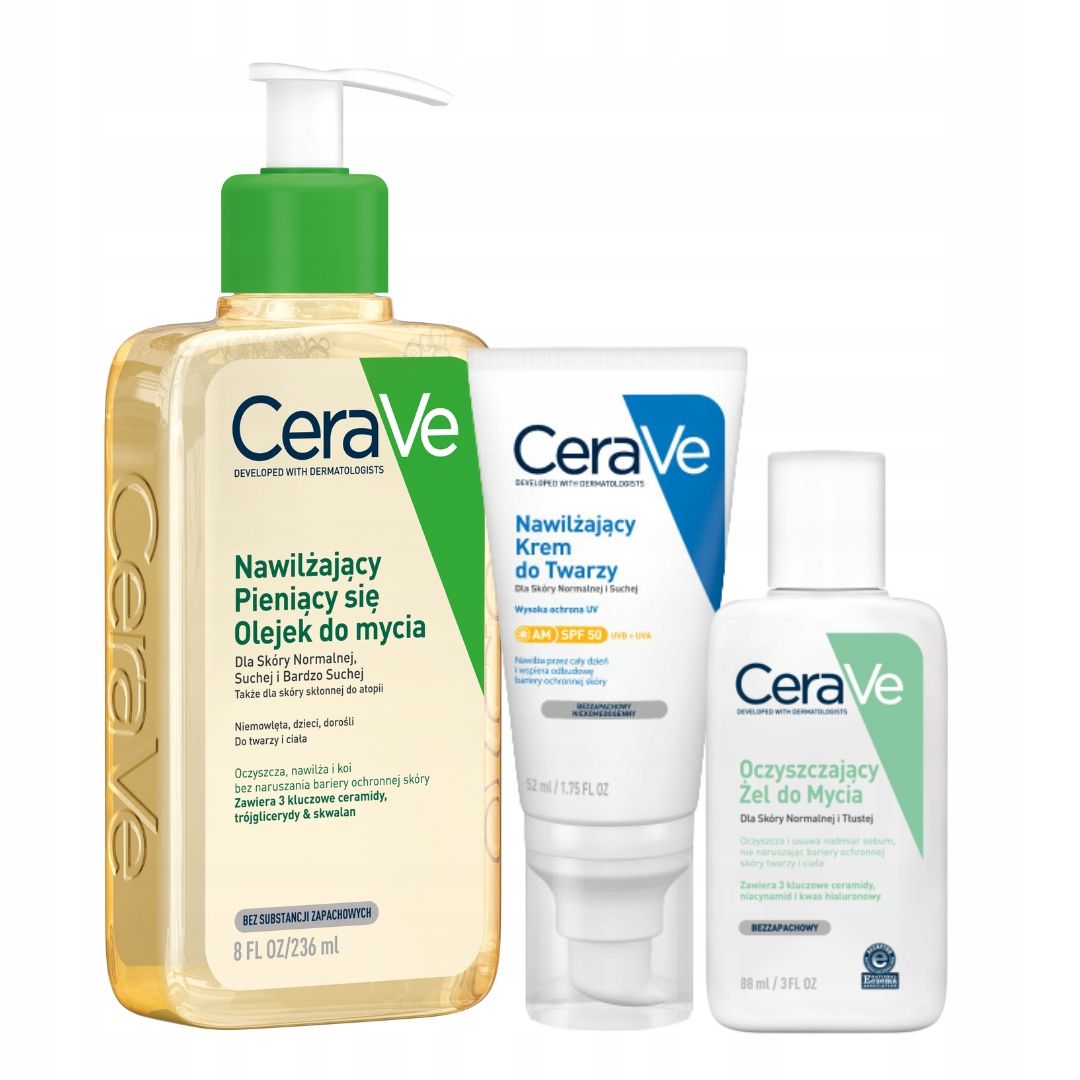 Garnitur cerave feuchtigkeitscreme gesichtscreme spf 50 52ml, öl pieniacy sie