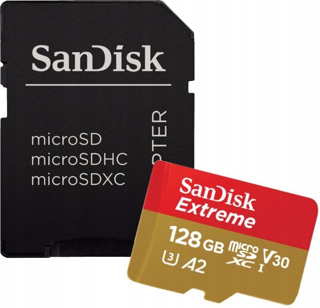  Sandiskas micro sdxc extreme 128gb 190mb/s u3 v30 a2