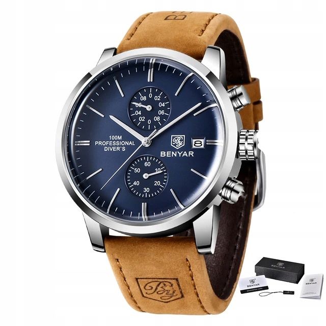  Uhr benyar männlich elegant chronograph schachtel
