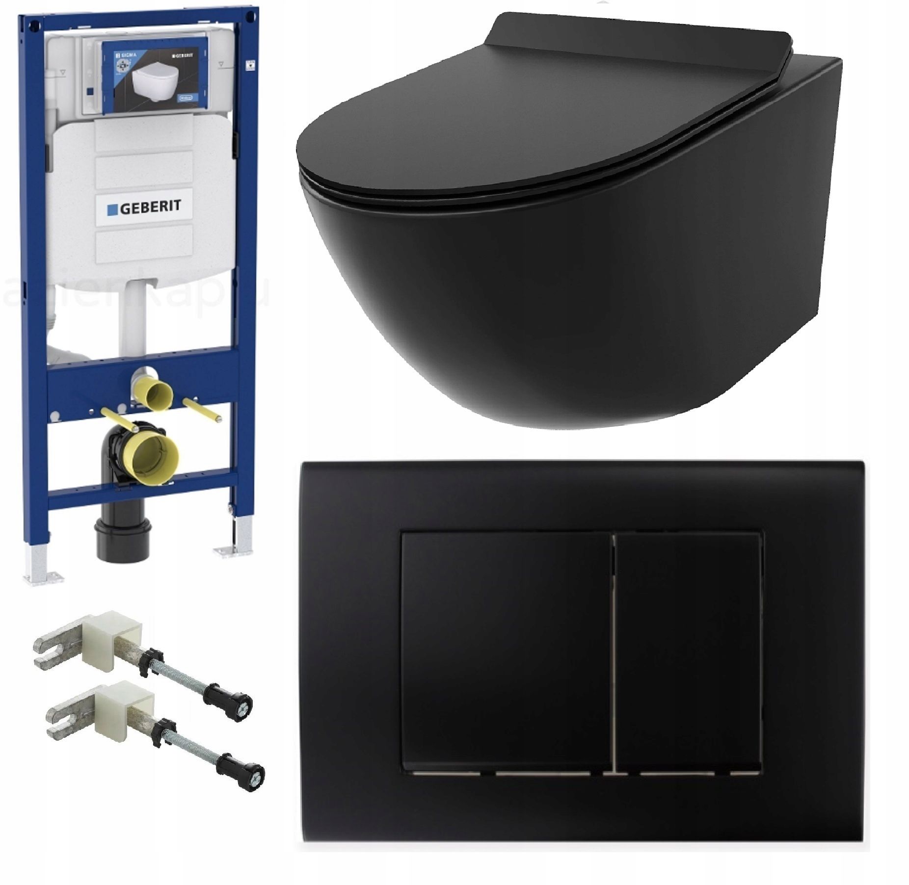  Wc rāmja komplekts geberit + atslēga + tualetes pods melns matēts + dēlis w/o+fresh