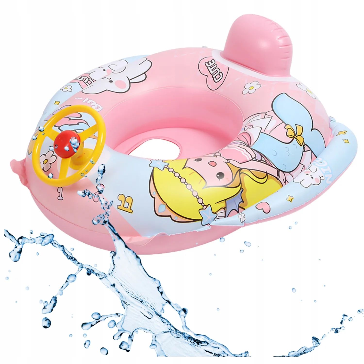 Schlauchboot mit lenkrad schwimmkreis 66cm aufblasbar schwimmkreis rosa