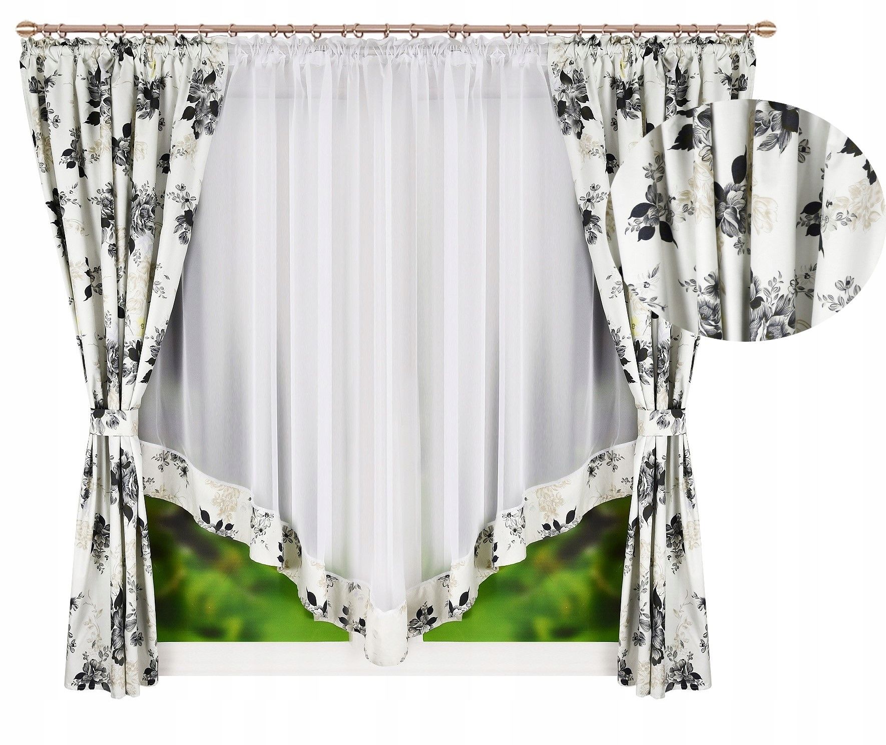  Užuolaida pasirengę vualis paruoštos dieninės užuolaidos ant juostelės svetainei gėlės 400x160 cm