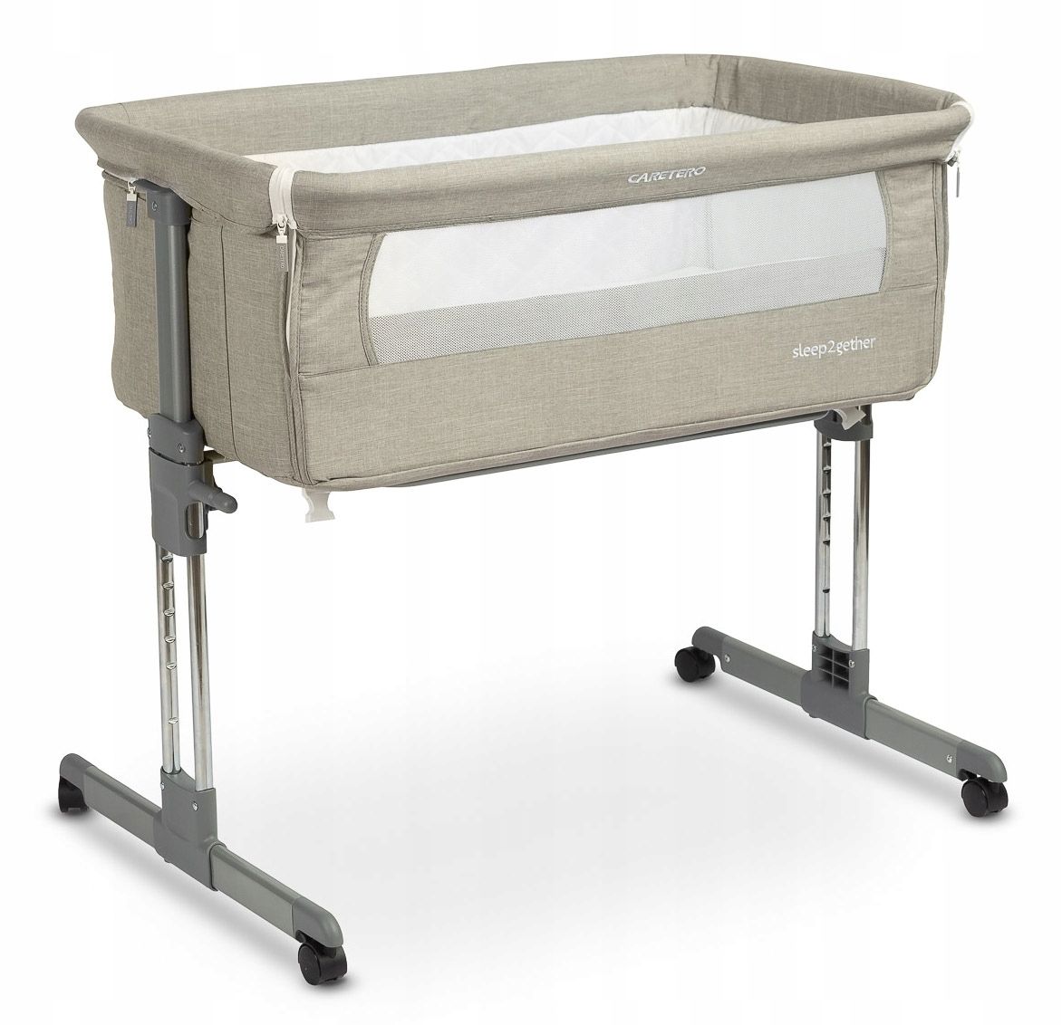  Das kinderbett wird an das bett geschoben freistehend + matratze caretero sleep2gether