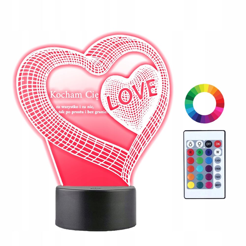  3d nakts gaisma led par dāvanu valentīna diena gravēšana