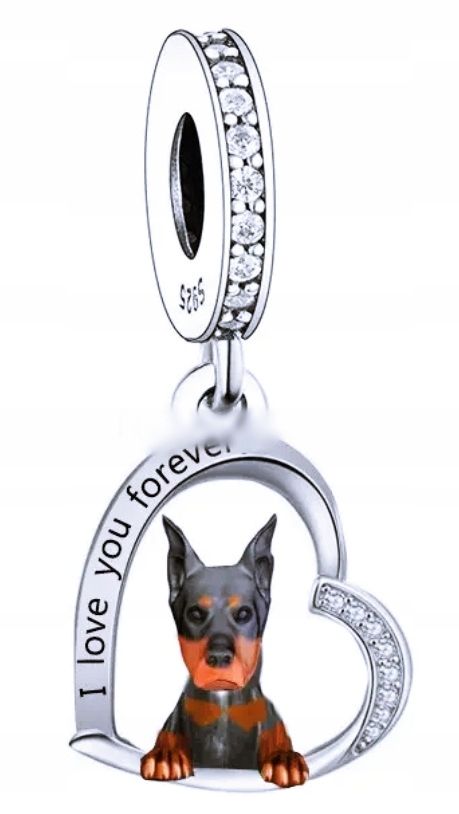  Md charms anhänger hündchen herz grau hund chihuahua steine | s925