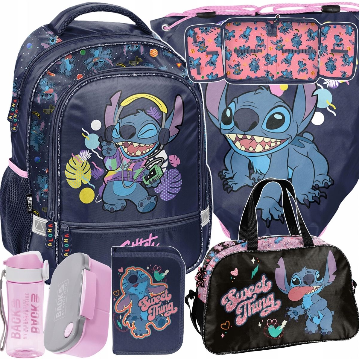  Stitch garnitur 6 elem. rucksack zur schule stich für mädchen in klassen 1-4 paso