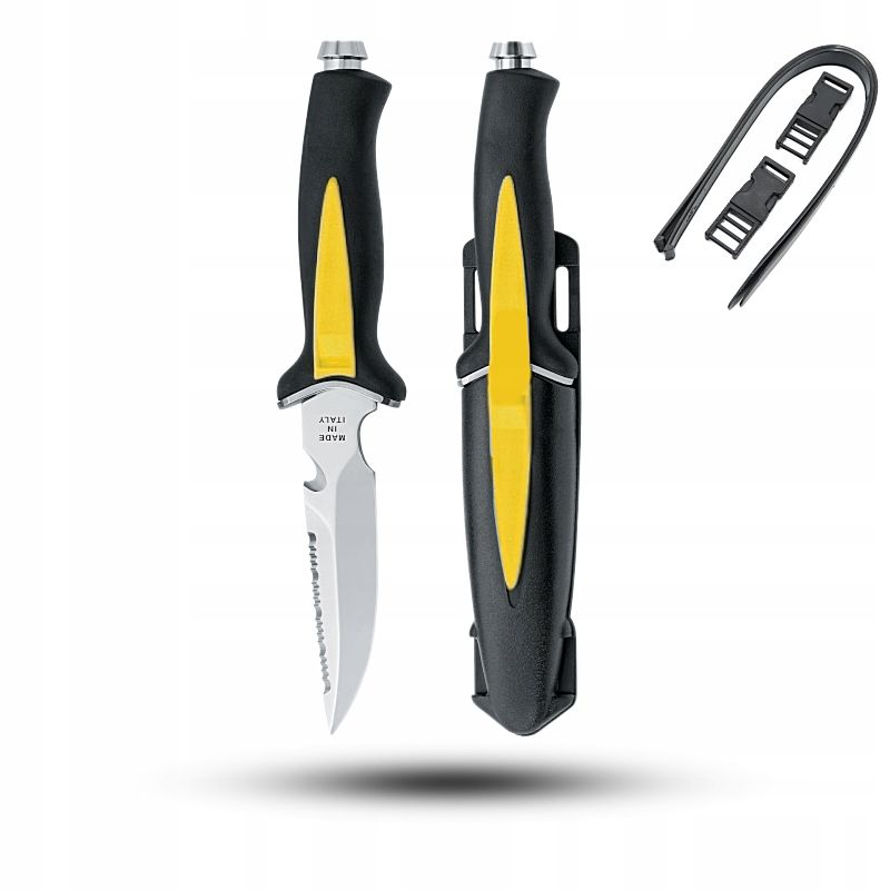  Diving knife mac coltellerie aquatys - black - aqt12.n + case + straps