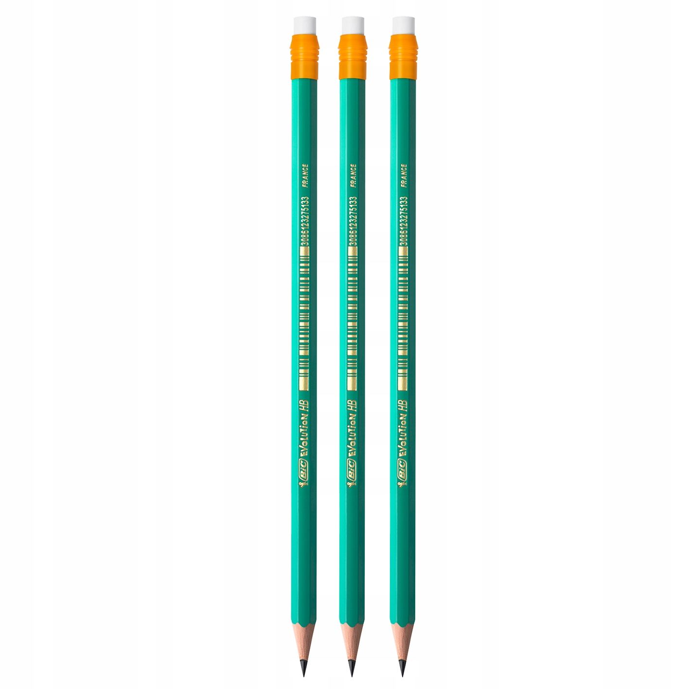  6 pcs. x pencil bic evolution original hb/2 from resin bezdrzewnej