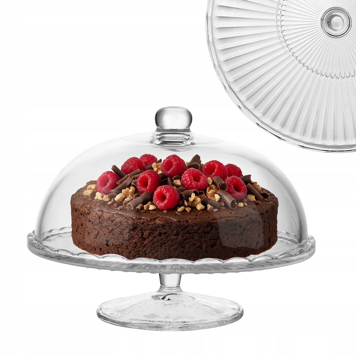  Stikla kūku statīvs ar vāku kūkai, pīrāgam augļi altam design venus 28 cm