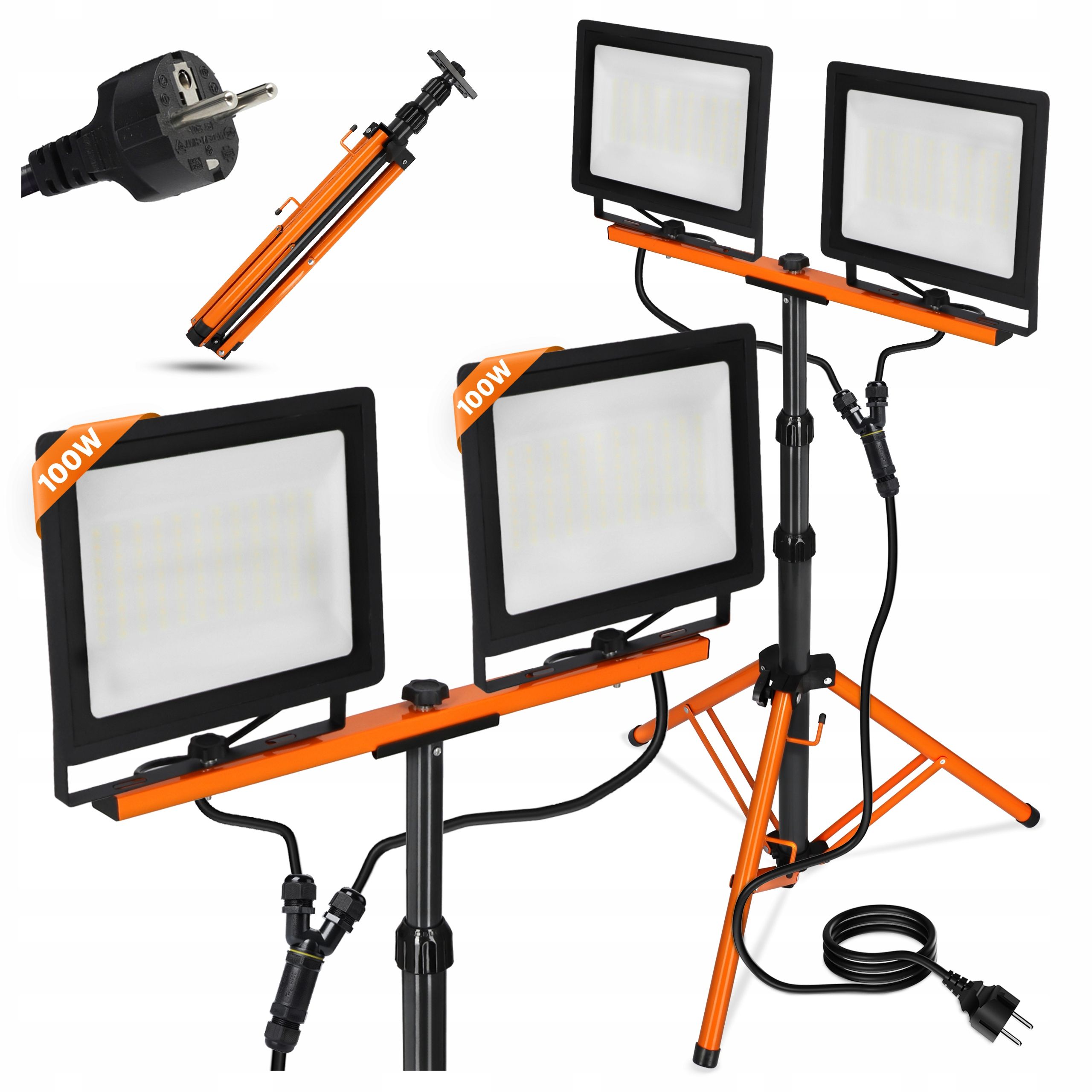  Led halogen stand construction spotlight 2x 50w 11000lm lamp on a stand