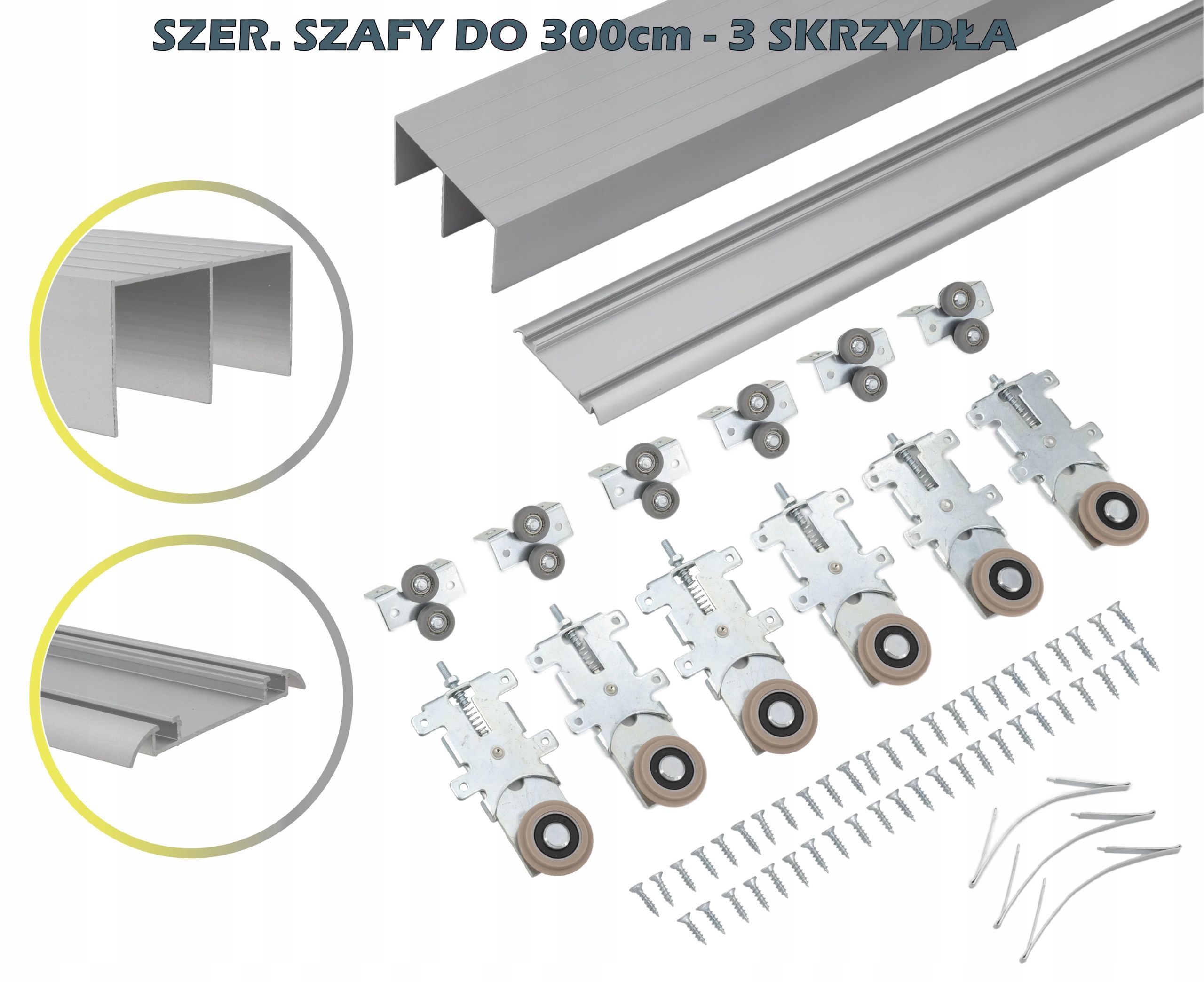  Systém šatní skříně posuvné ram v 200cm 2 pro dveře stříbro kola kočárky běžci
