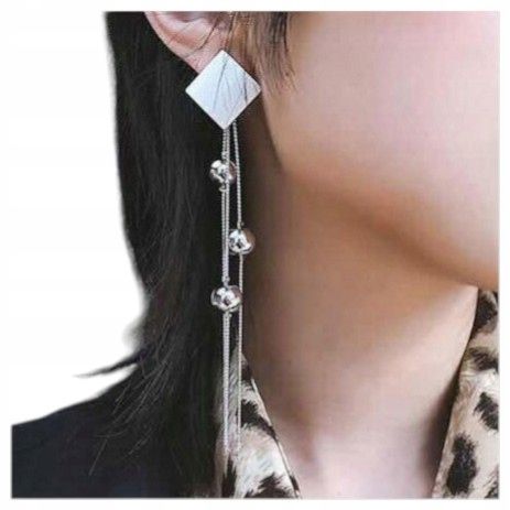  Ohrstecker farbe silber lang quasten diamanten bälle elegant 125mm