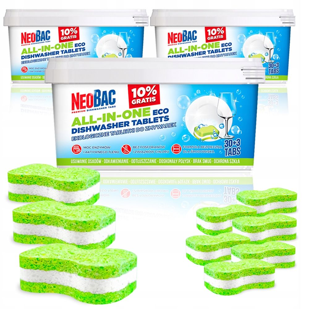 Neobac ekoloģiska trauku mazgājamās mašīnas tabletes tabletes multi drošs 99 cilne.