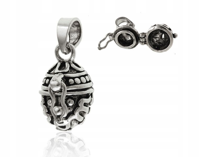  Necklace box opening pendant oval equal opening silver 925 w0251 - 3.2g.