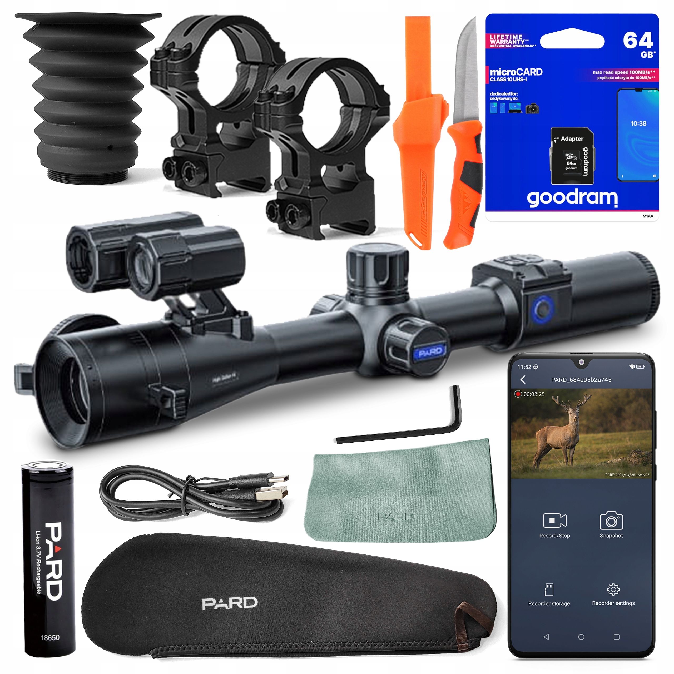  Puškohľad na nočné videnie zrak pard ns4 night stalker 4k lrf 70mm 850nm +64gb