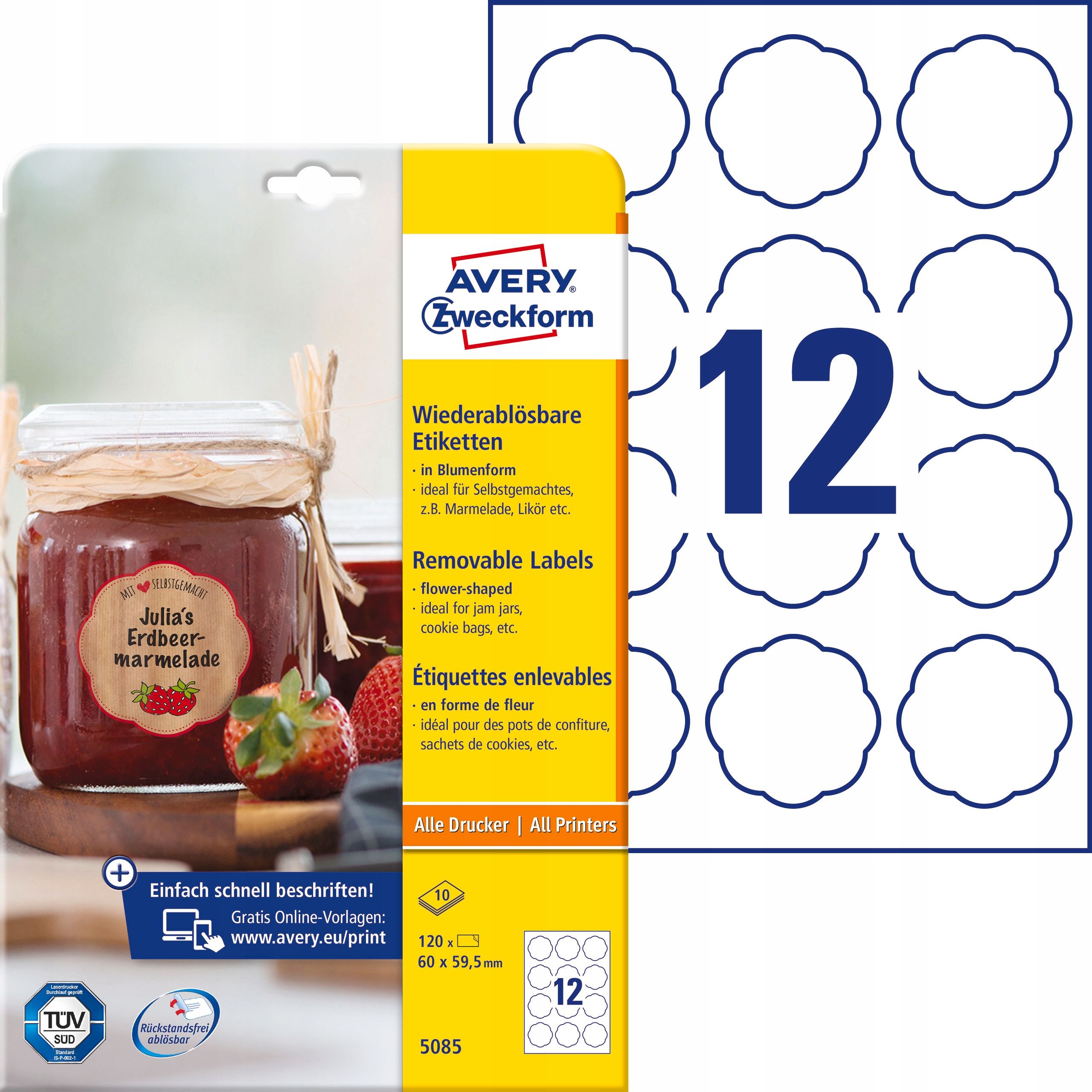  Etiķetes avery 3005riteņi punkti 18mm zils