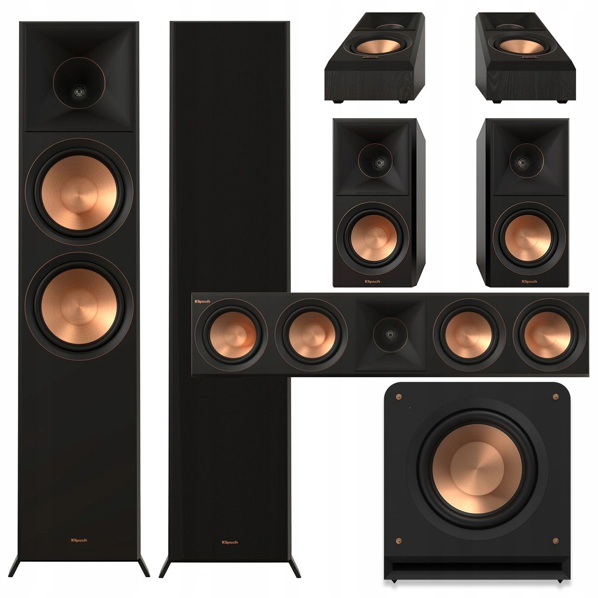  Klipsch rp-8000f ii + cs-18c + rp-504c + 500sa + rp-1200sw množina kiná 7.1