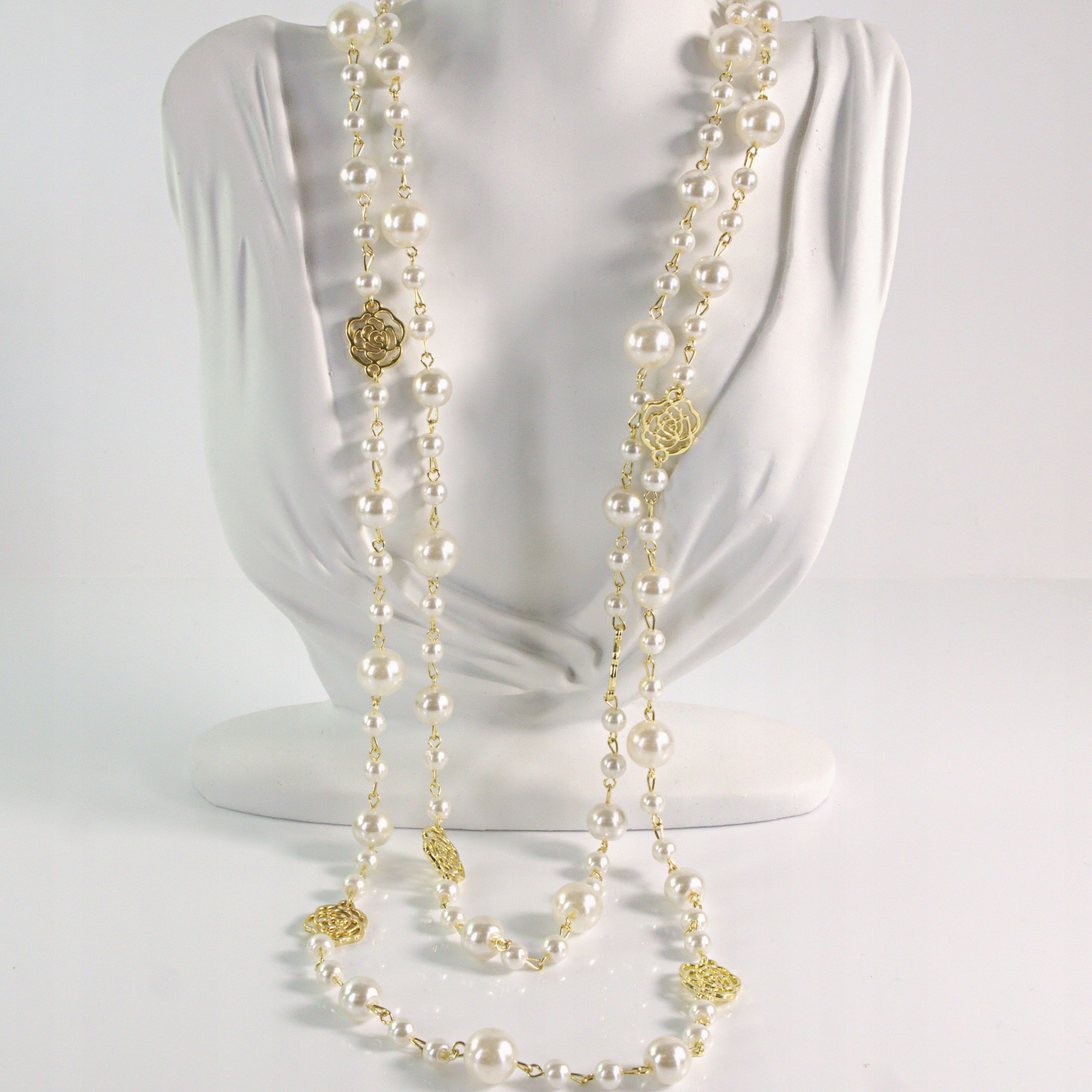  Halskette mit perlen lang golden perlen lolita zubehör "seil perle" blume
