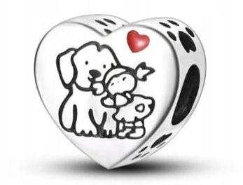  Md charms anhänger hündchen herz grau hund chihuahua steine | s925