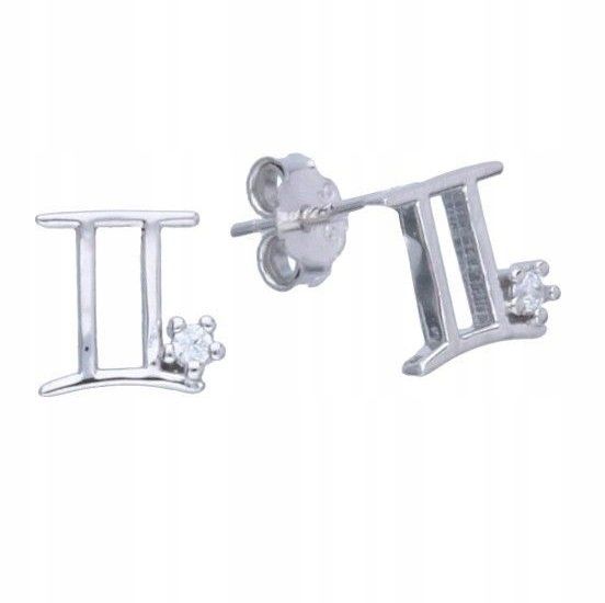  Earrings zodiac sign aries zircons pencil silver