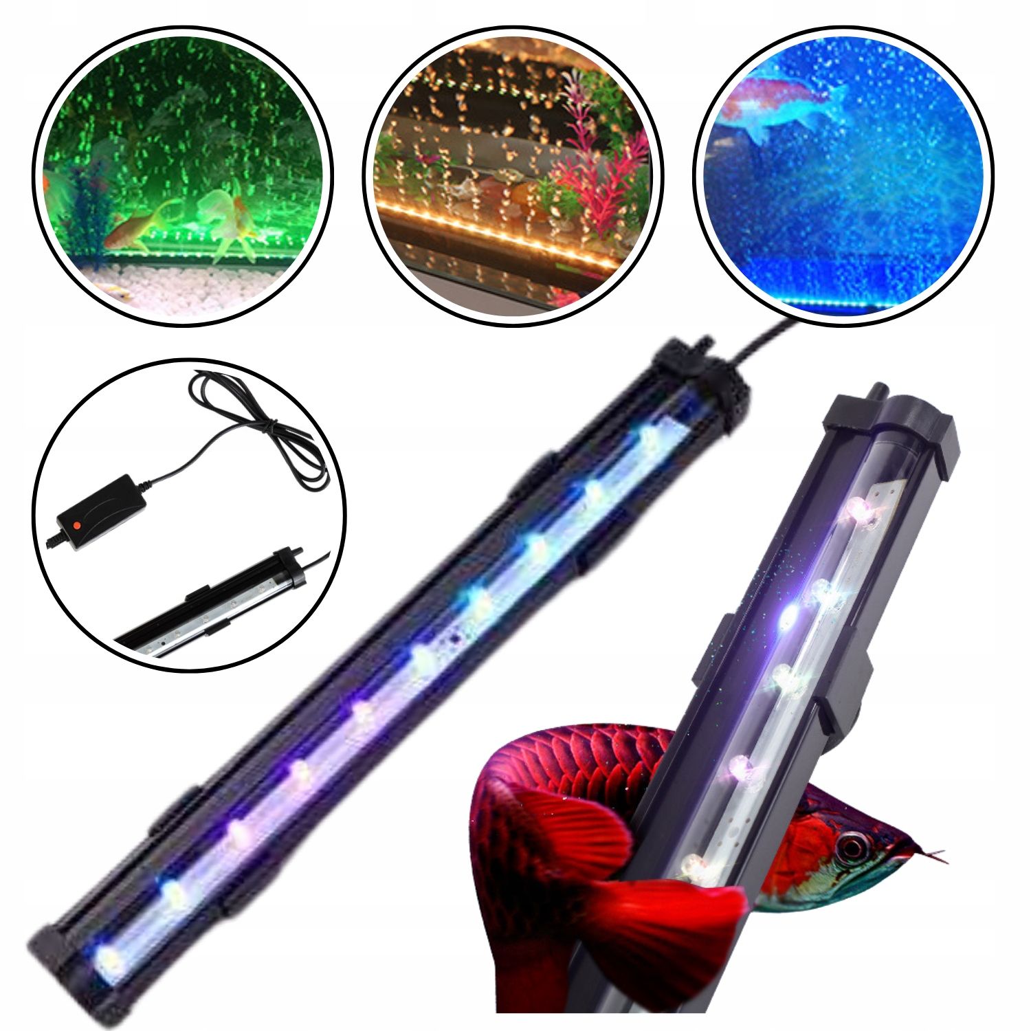  Akvarijní lampa paprsek led nastavitelný bílo-modré barvy 44 diody 16w 38-50cm