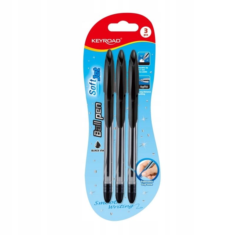  Tušinukas ball pen soft jet minkštas laikiklis 0,7mm 3 vnt.