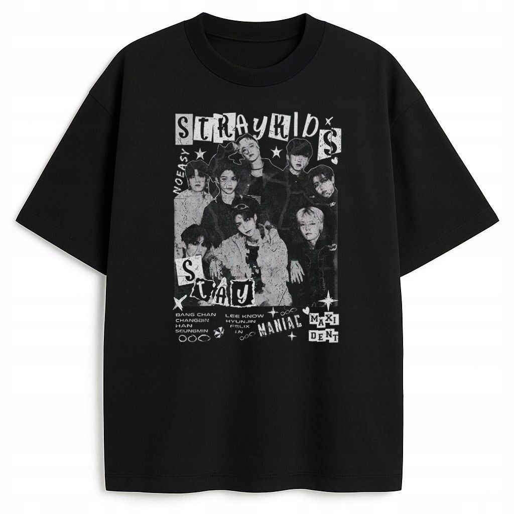  T-shirt stray kids skz k-pop ate rockstar fan merch t-shirt xs 3racha
