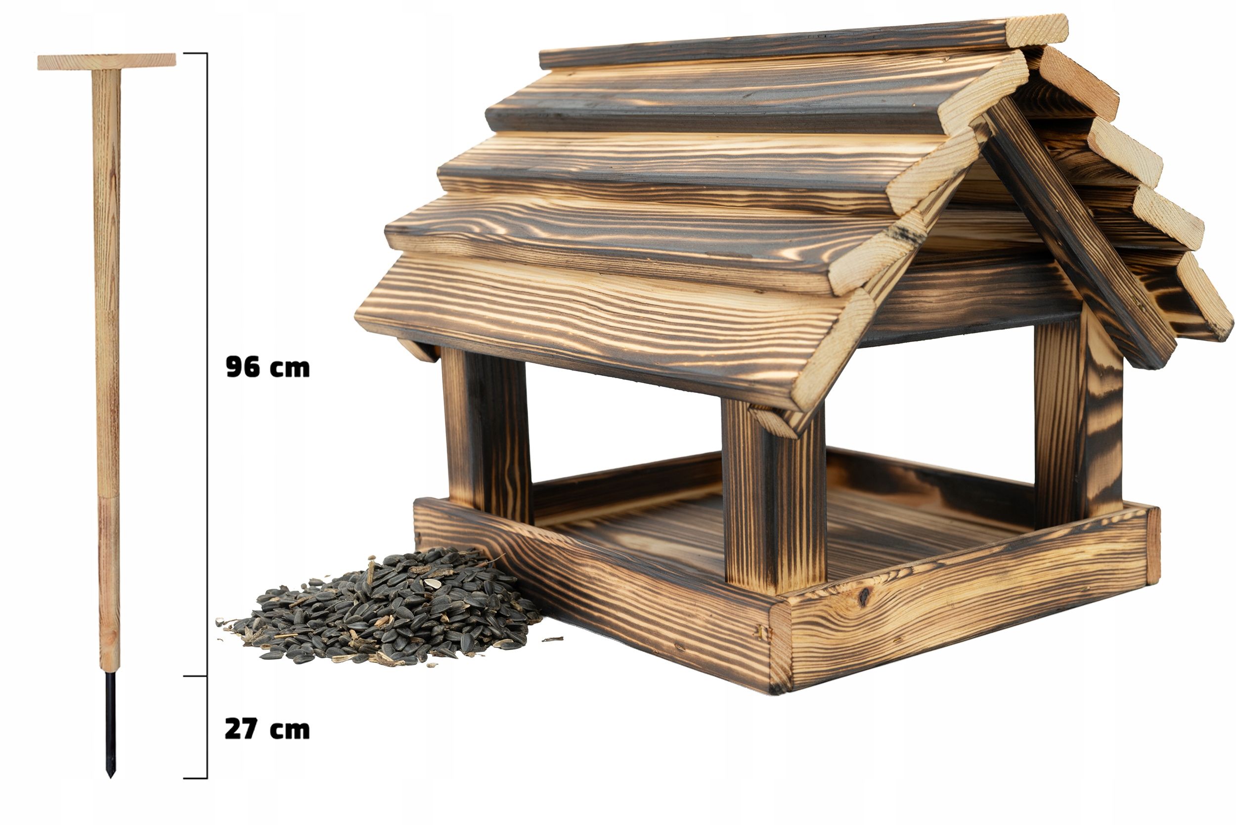  Krmítko pro ptáky pro zrní duzy stojící spálený solidní + slunečnice 1 kg