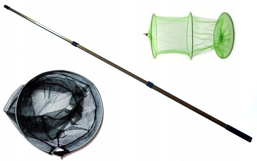 Graibšt gummiert gitter 210 cm teleskopisch zweiteilig + fischnetz