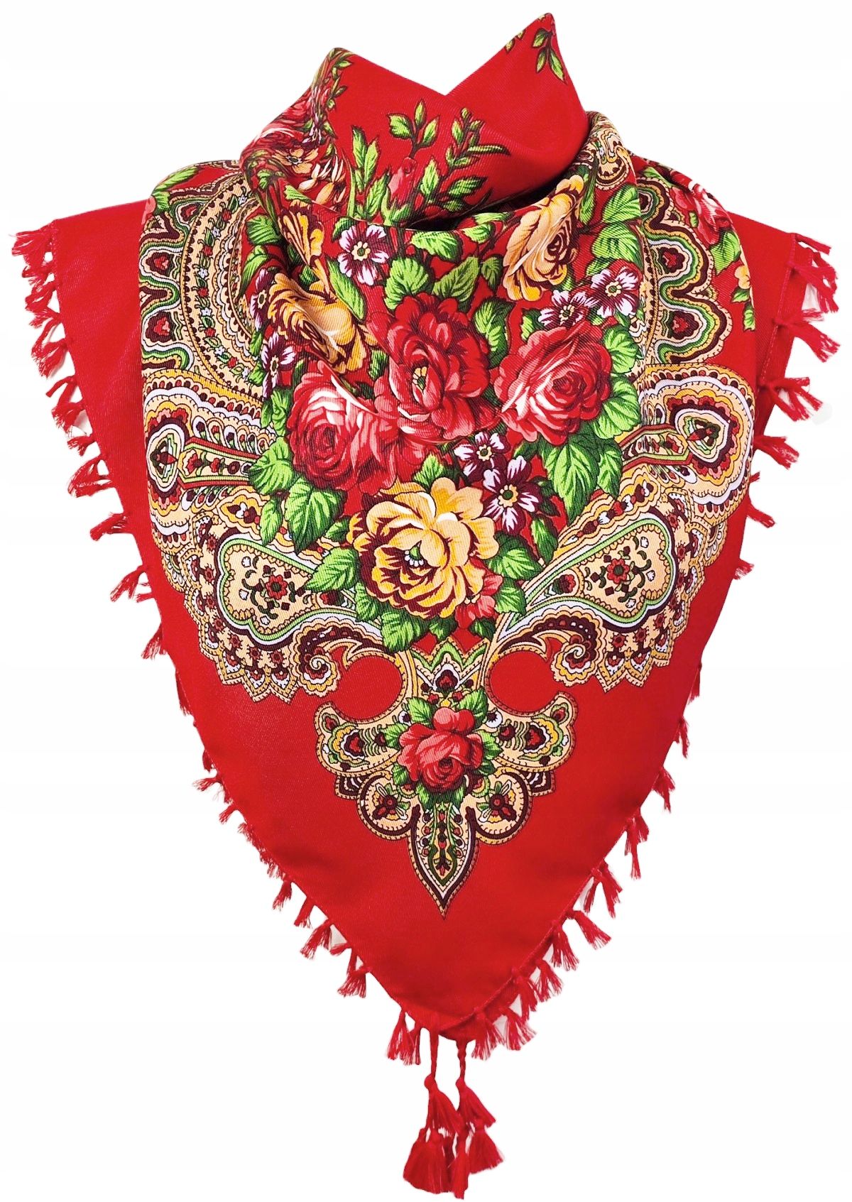  Šalle tumši zils goralska tautas ar ziediem šalle šalle valsts 90x90 cm.