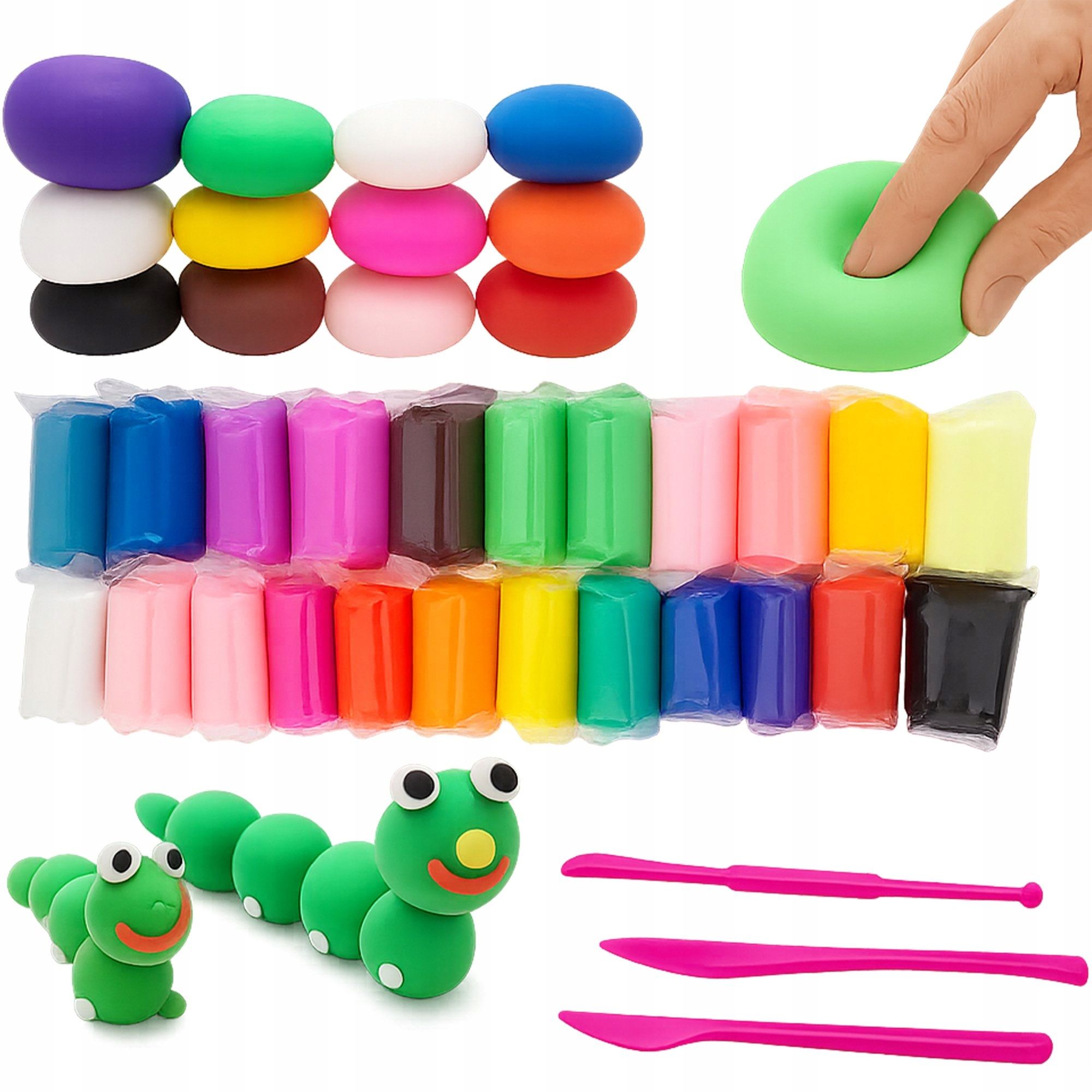 Plastilinas kietėjantis ore plastilinas polimerinis molis ergoterapinė masė sensorinė 36 vnt.