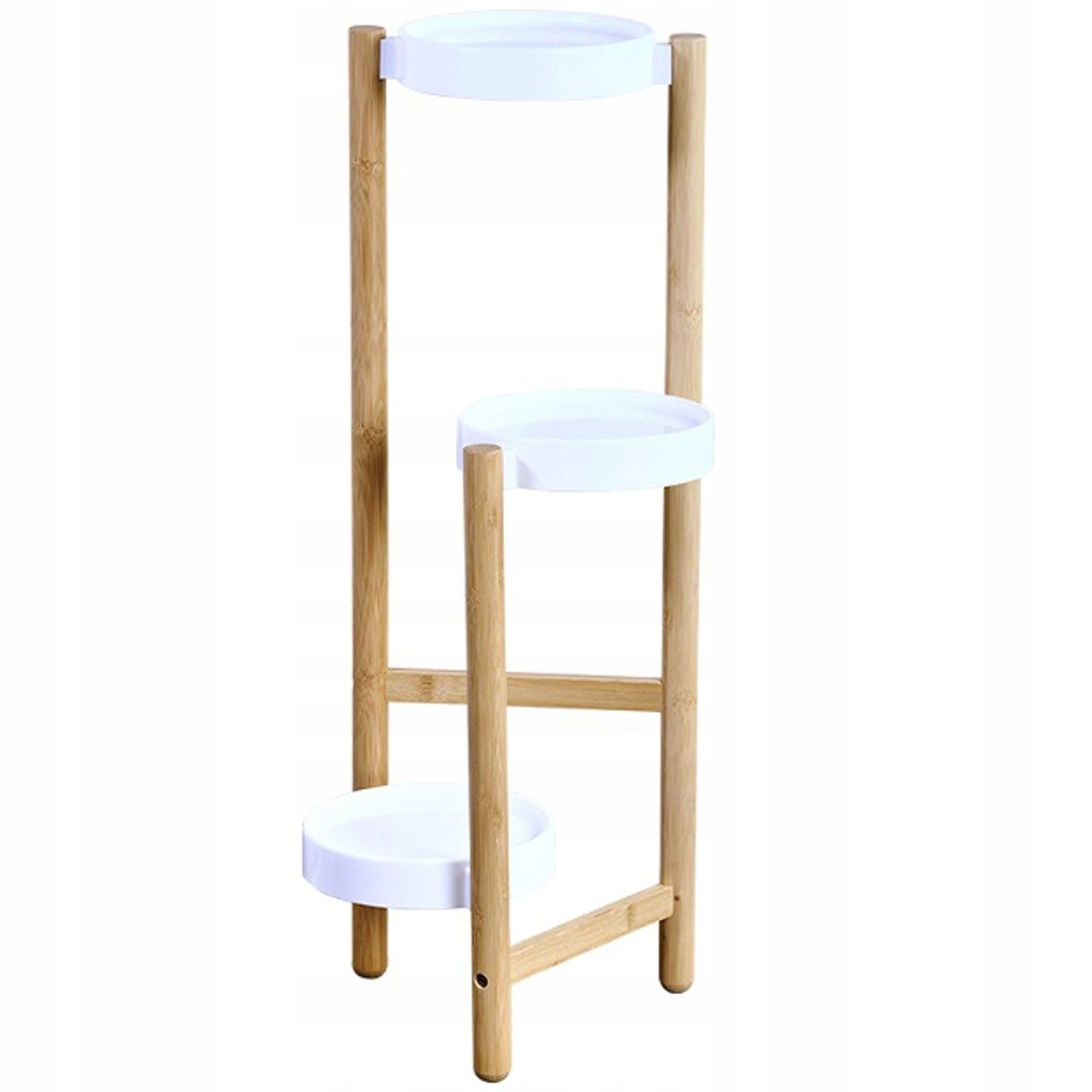  Gėlių stovas ant 4 vazonai bambukas baltas be scandi aukštas 78 cm svetainei
